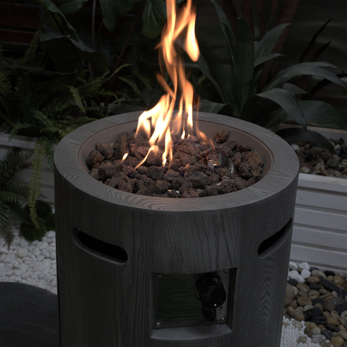 32000 BTU Round Outdoor Gas Fire Pit with Rainproof Cover