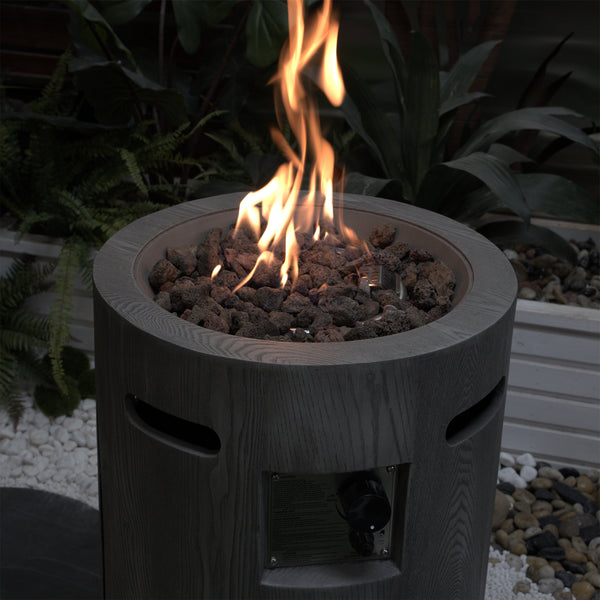 32000 BTU Round Outdoor Gas Fire Pit with Rainproof Cover