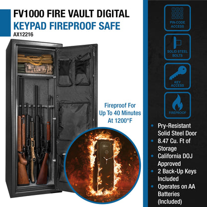 Tall Fireproof Safe Vault – 8.47 Cu Ft, Electronic Keypad