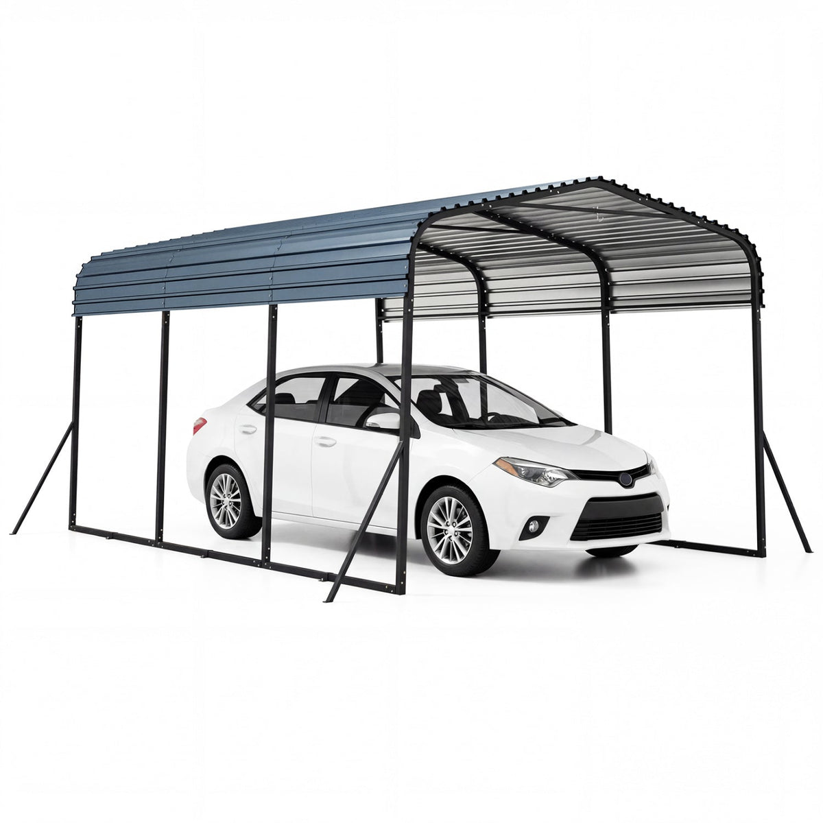 10x14.5 Ft Heavy-Duty Galvanized Steel Carport with Leak-Proof Roof