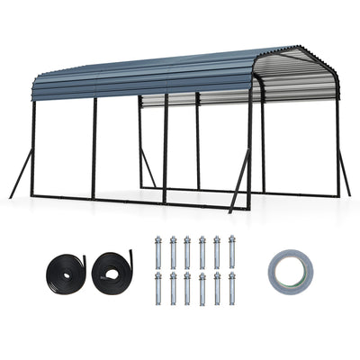 10x14.5 Ft Heavy-Duty Galvanized Steel Carport with Leak-Proof Roof