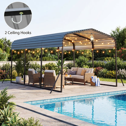 10x14.5 Ft Heavy-Duty Galvanized Steel Carport with Leak-Proof Roof