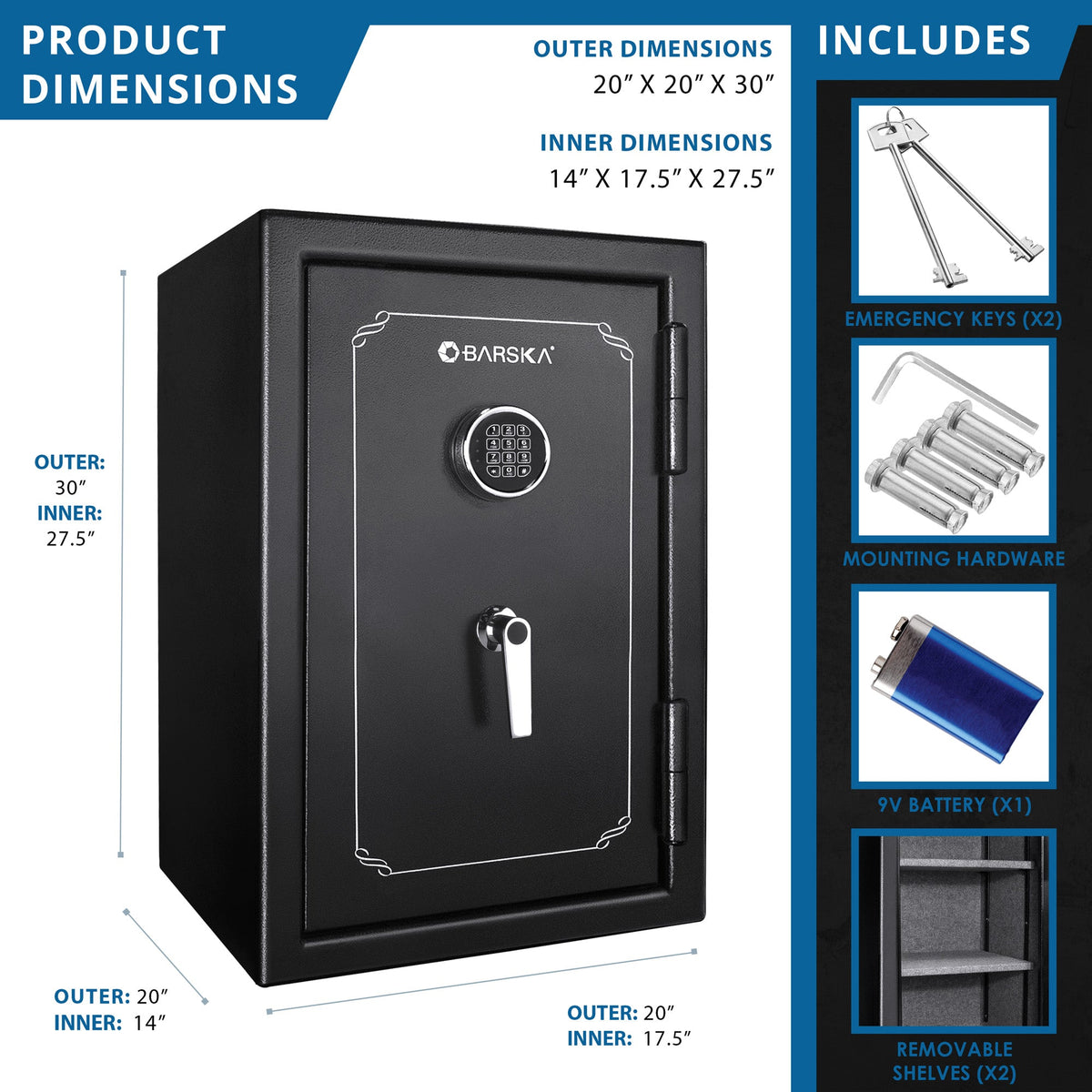 Fireproof Safe Vault – 4.39 Cu Ft, Pry-Resistant Door