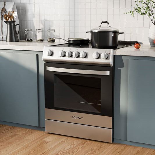 30 Inch Freestanding & Slide-In Electric Range – 4 Burner Ceramic Glass Cooktop with 5.1 Cu. Ft. Convection Oven