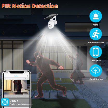4G LTE Solar-Powered PTZ Wireless Security Camera with 360° Color Night Vision