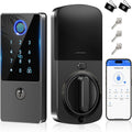 Smart Door Lock Deadbolt, Keyless Entry Door Lock with Fingerprint & Keypad,App Control,Auto Lock,Secure Electronic Digital Lock for Front Door Home Apartment Rental,Easy Installation,Matte Black