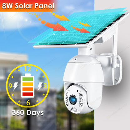 4G LTE Solar-Powered PTZ Wireless Security Camera with 360° Color Night Vision