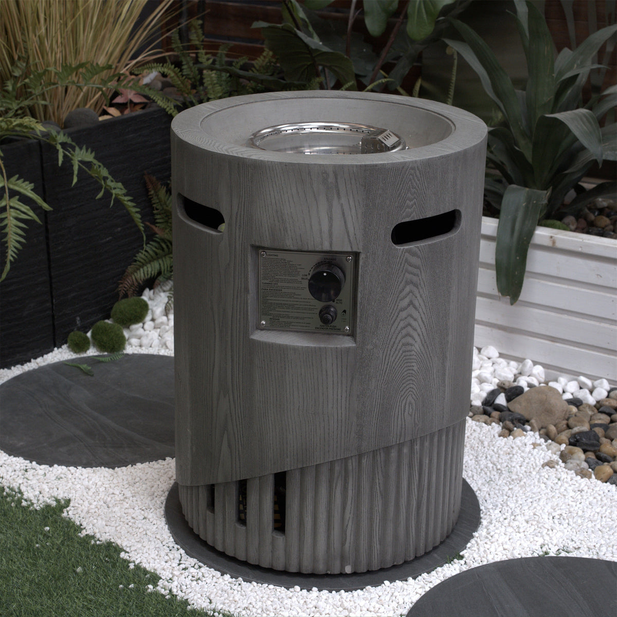 32000 BTU Round Outdoor Gas Fire Pit with Rainproof Cover