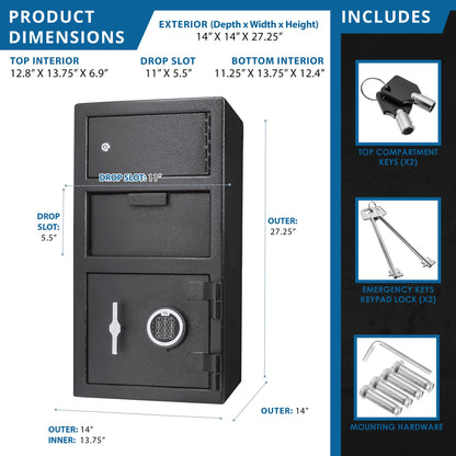 Barska AX13310 Locker Depository Safe – 0.72/0.78 Cu Ft, Digital Keypad