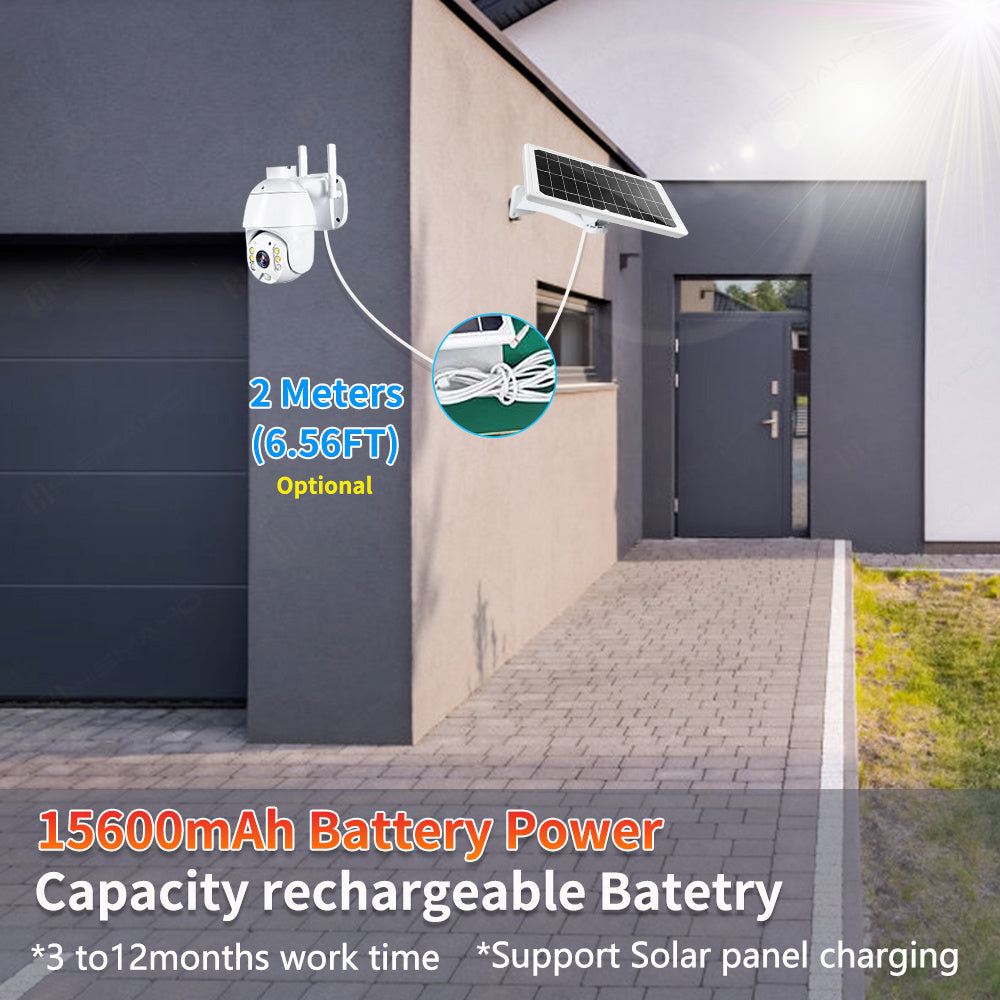 4G LTE Solar-Powered PTZ Wireless Security Camera with 360° Color Night Vision
