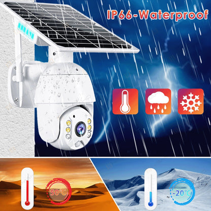 4G LTE Solar-Powered PTZ Wireless Security Camera with 360° Color Night Vision