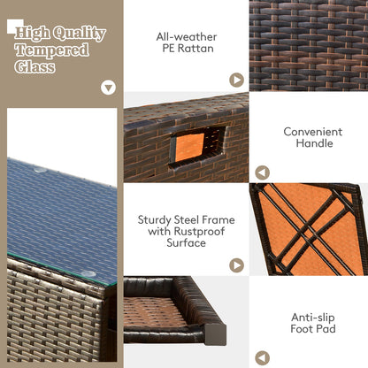 8-Piece Patio Rattan Furniture Set with Storage Box and Cover