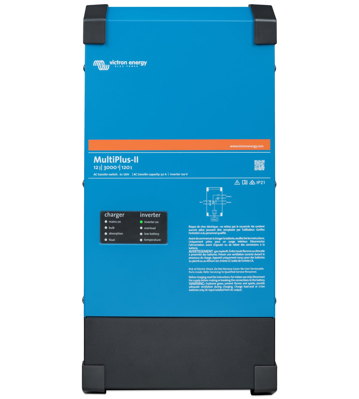 Victron Energy MultiPlus-II 12/3000/120-50 2x120V Inverter/Charger [PMP122305102]