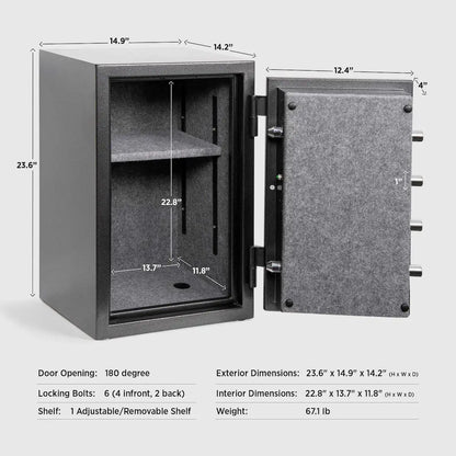 FireShield Large Fireproof Safe – Digital Keypad, 3.0 Cu Ft