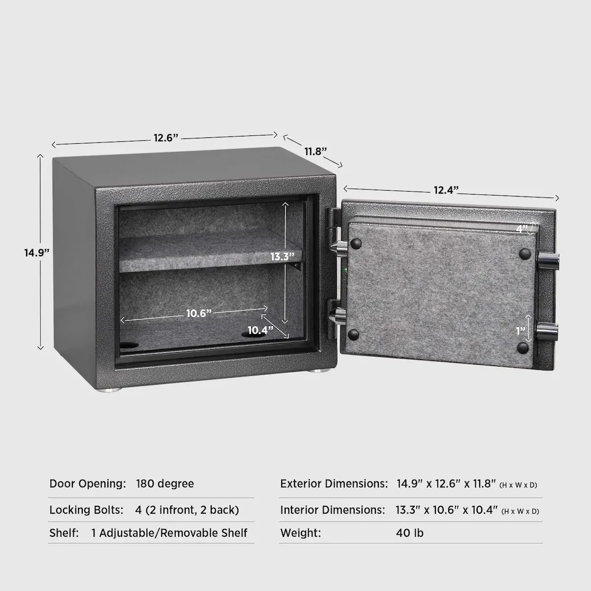 FireShield Compact Fireproof Safe – Keypad, 1.3 Cu Ft