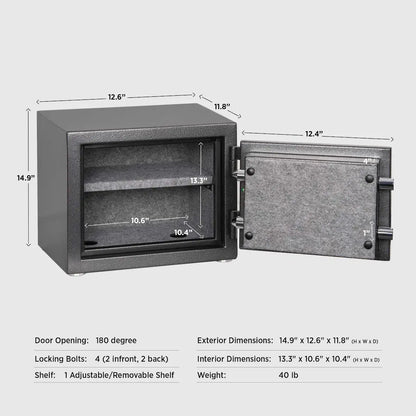 FireShield Compact Fireproof Safe – Keypad, 1.3 Cu Ft