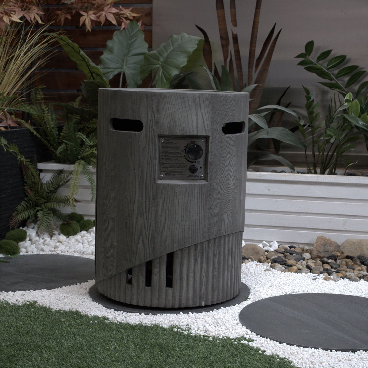 32000 BTU Round Outdoor Gas Fire Pit with Rainproof Cover