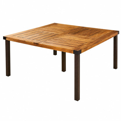 9-Piece Acacia Wood Outdoor Dining Set with 64 Inch Table