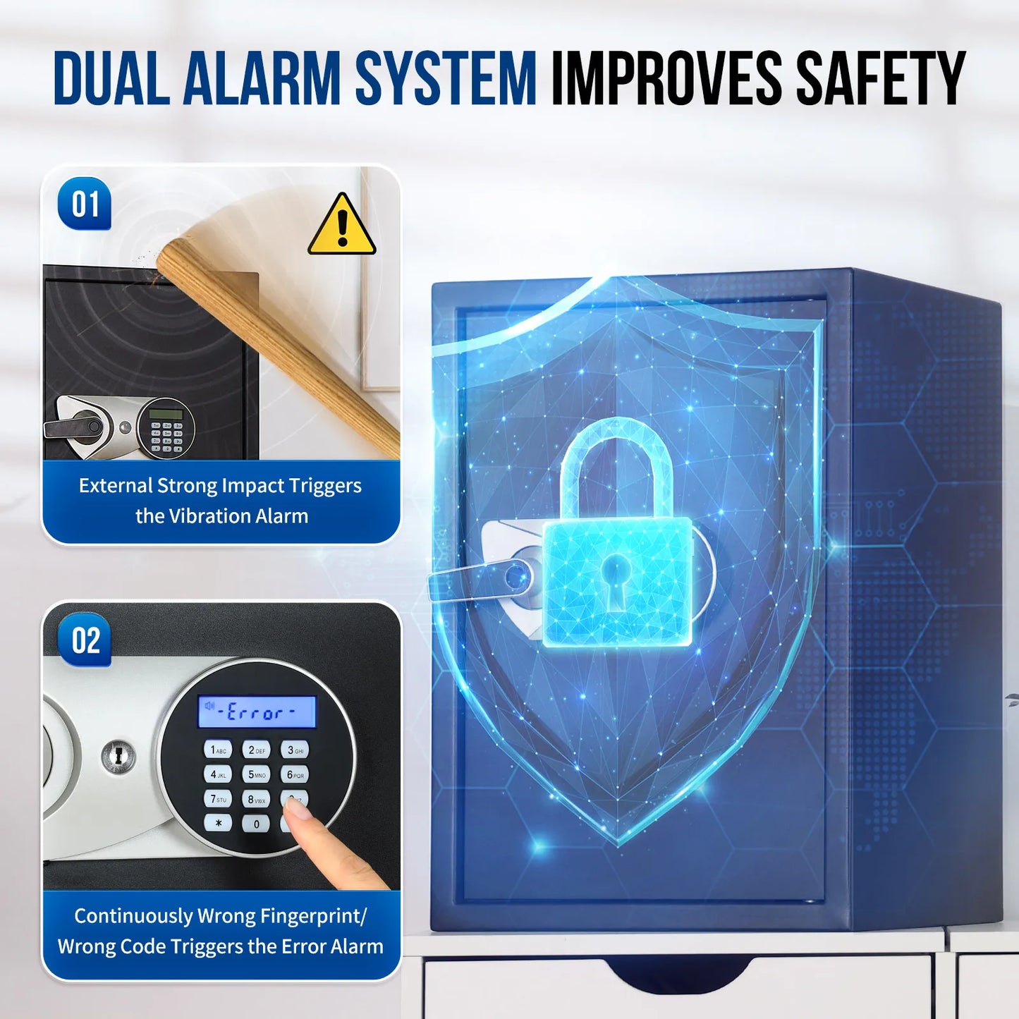 SF0605 19.69 Inch Fingerprint Locks Safe 1.8Cub Large Capacity Store Deposit Box Smart Home Office Safe