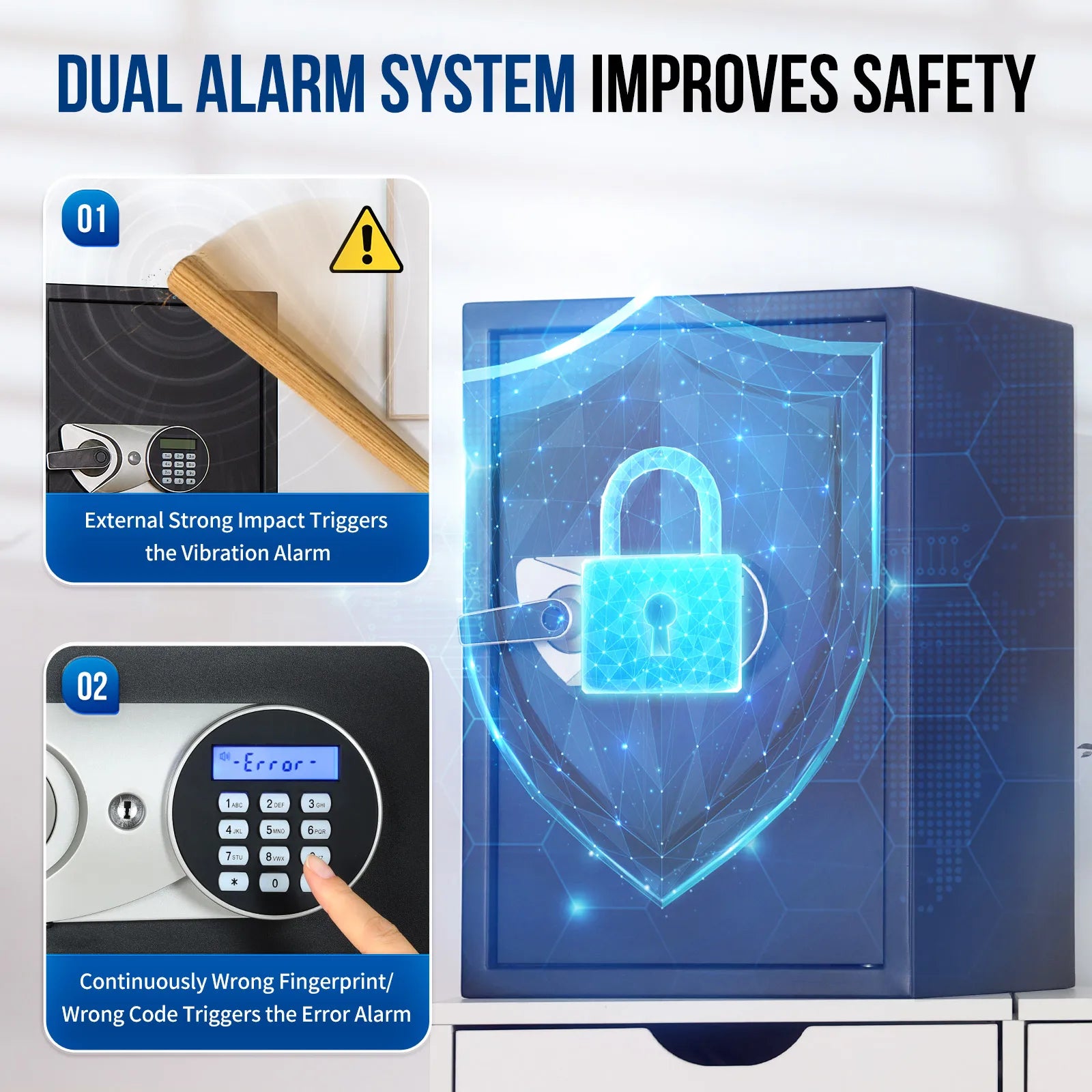 SF0605 19.69 Inch Fingerprint Locks Safe 1.8Cub Large Capacity Store Deposit Box Smart Home Office Safe