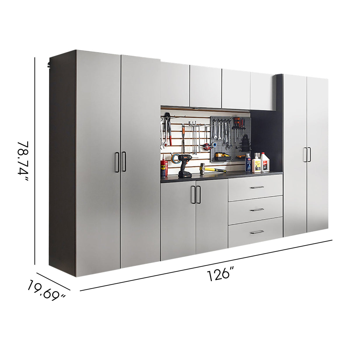 Astro Series Modular Garage Cabinet Set with Metallic Gray Finish (7-piece)