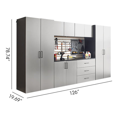 Astro Series Modular Garage Cabinet Set with Metallic Gray Finish (7-piece)