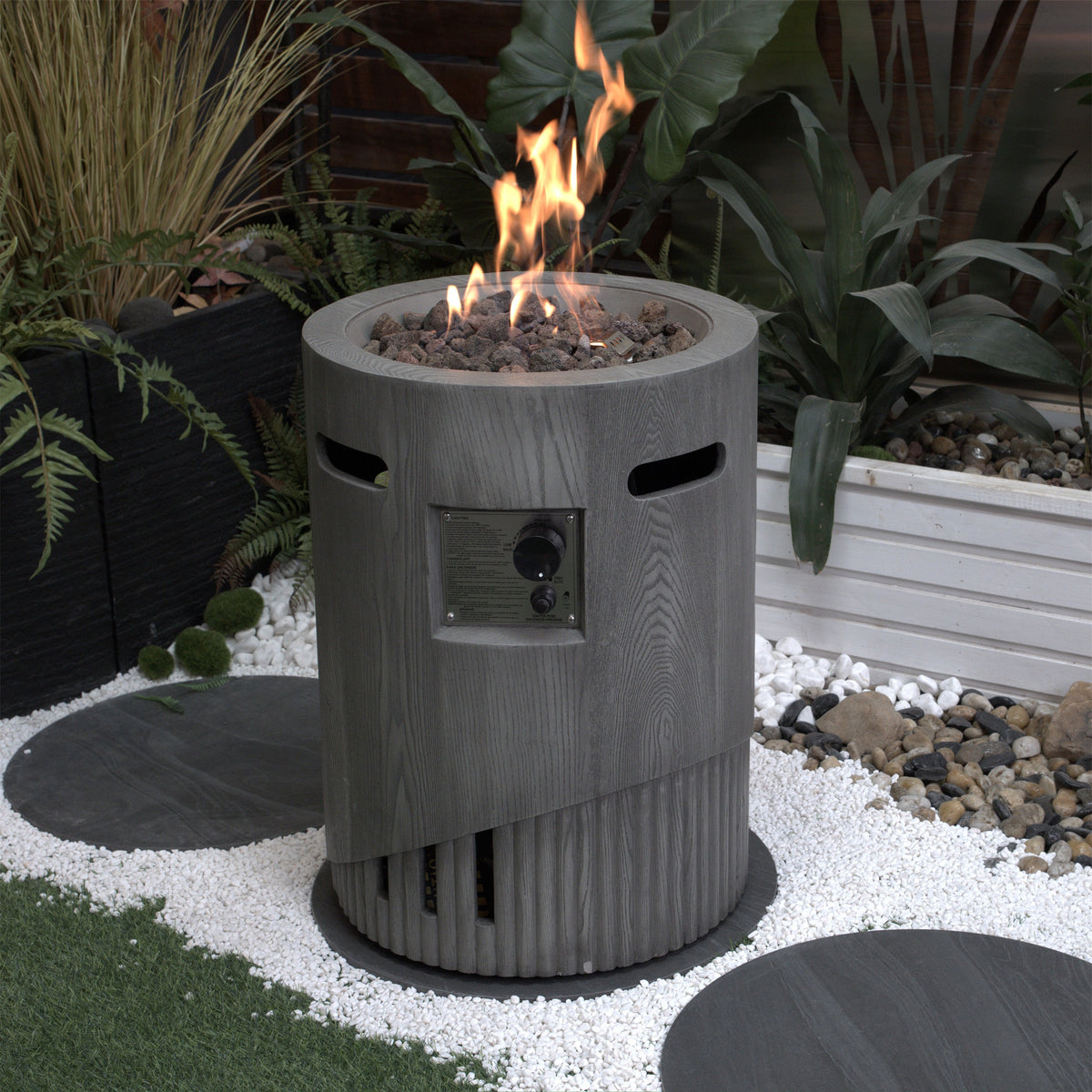 32000 BTU Round Outdoor Gas Fire Pit with Rainproof Cover